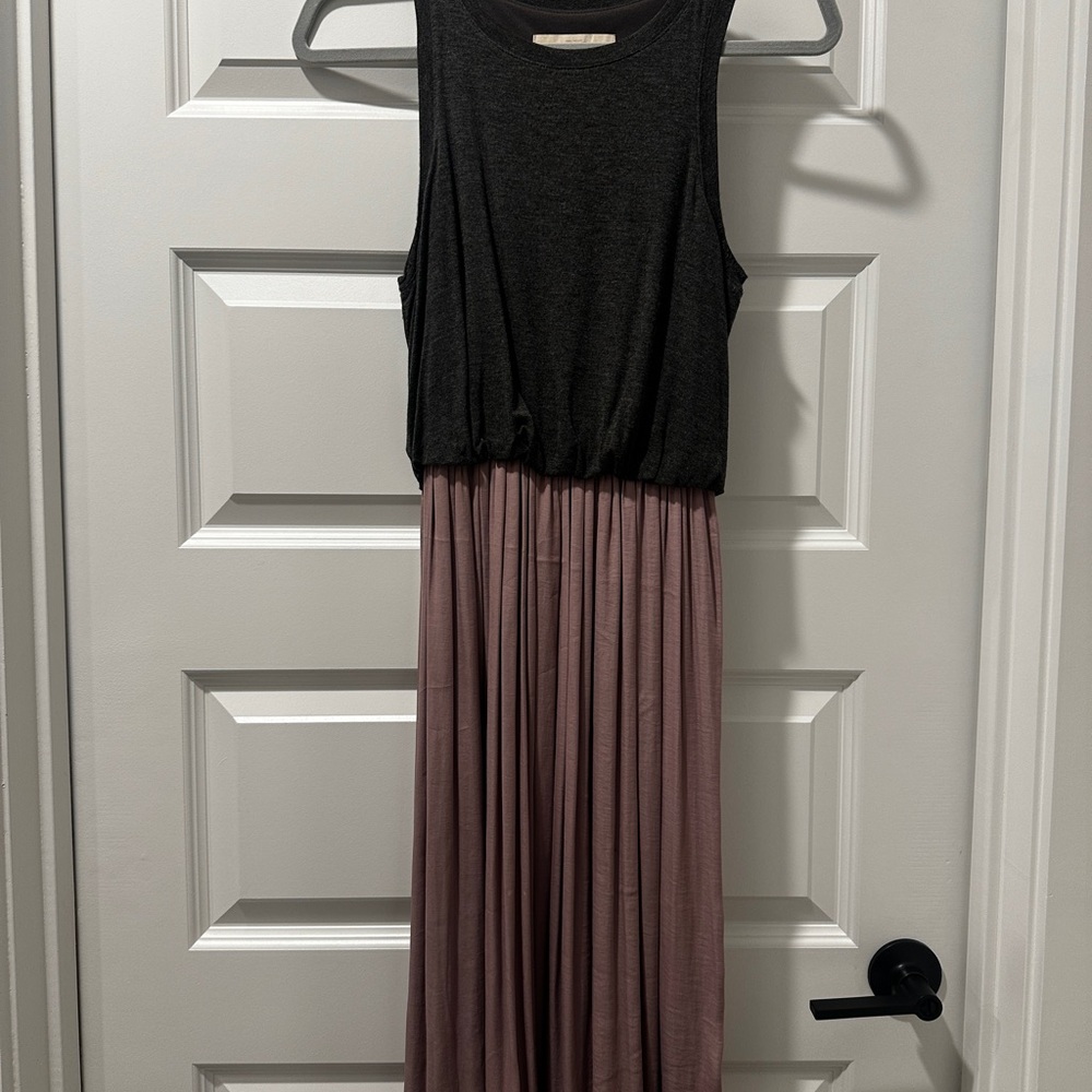 LOFT Charcoal and Dusty Mauve Sleeveless Maxi Dress